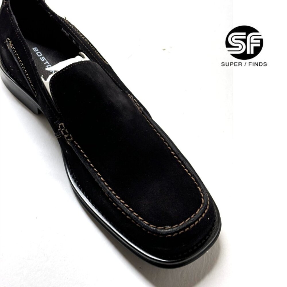 Bostonian Men Size 10M US Casual Loafers Suede Leather Shoes Black Made in Italy
